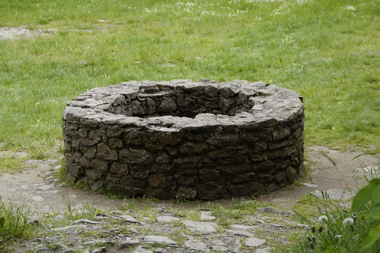 fountain, old, stone wall, nature, wall, round, middle ages, castle, castle well, hohentwiel, water, fetch water