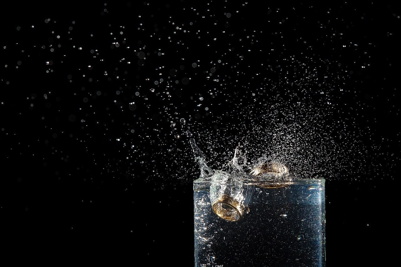 rings, splash, submerged, nature, marriage, water, wedding ring, black water, black wedding
