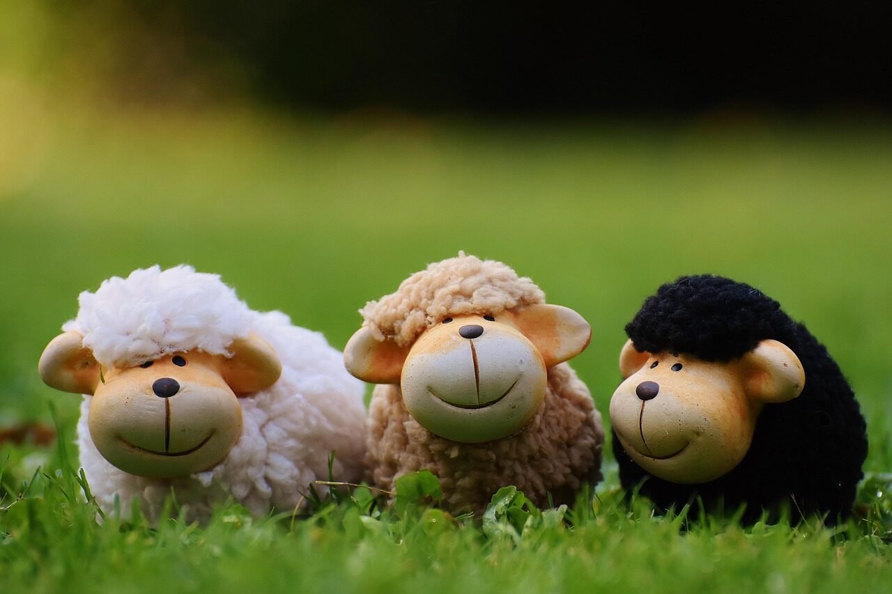 sheep, meadow, nature, animals, deco, flock of sheep, ceramic
