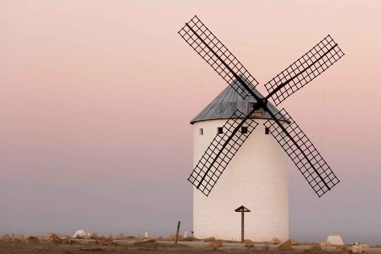 wind mill, sunset, dusk, coast, castilla, wind, nature, breeze