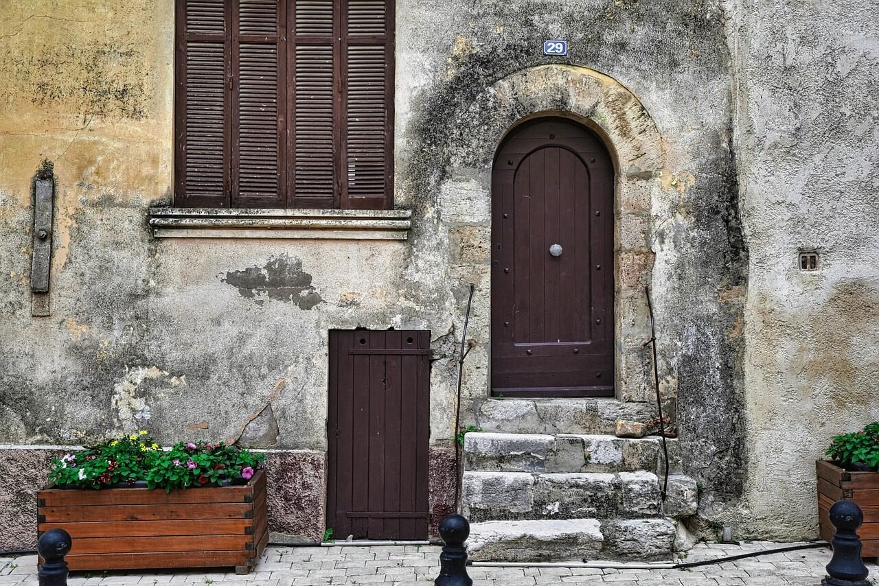 door, stairs, window, facade, shutters, house, entry, wall, door, house, house, house, house, house