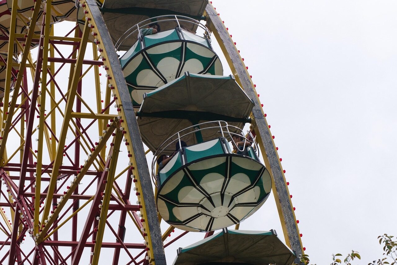 ferris wheel, amusement park, fun, funfair, theme park, ride, attraction