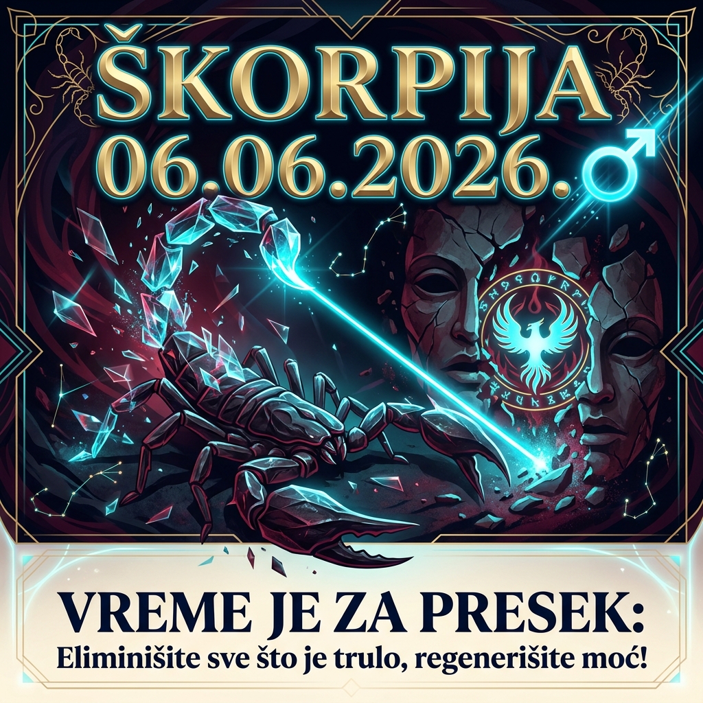 ŠKORPIJA – Dnevni horoskop za 06.06.2026: Vreme je za hirurški precizne rezove i totalnu regeneraciju!